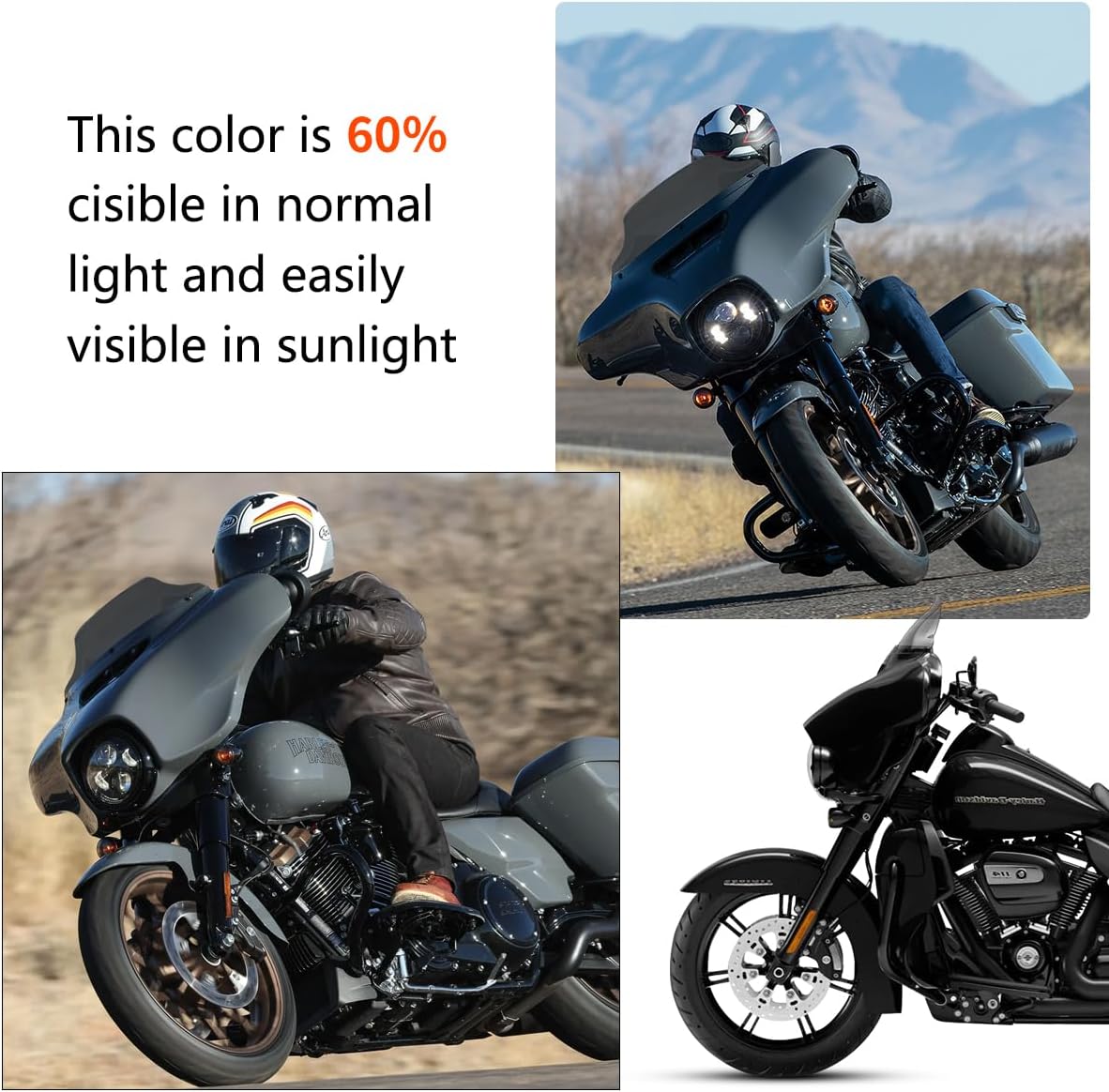 6 inch Smoke Windshield Windscreen for 2014-2024 Harley Davidson Touring Street Glide Electra Glide/Ultra Limited/Tri Glide FLHT FLHX FLHXS FLHTK